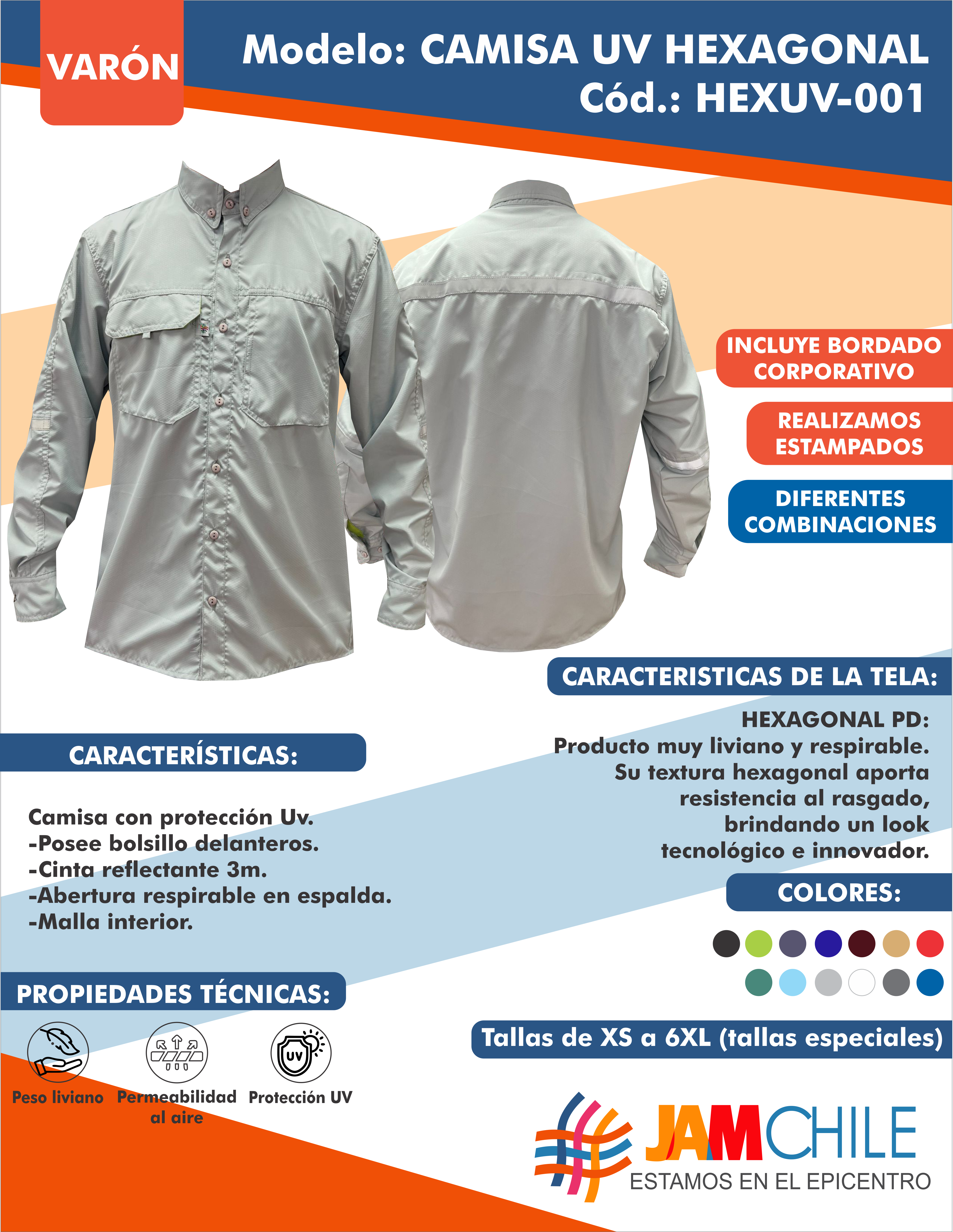 CAMISA UV HEXAGONAL (HEXUV-001)